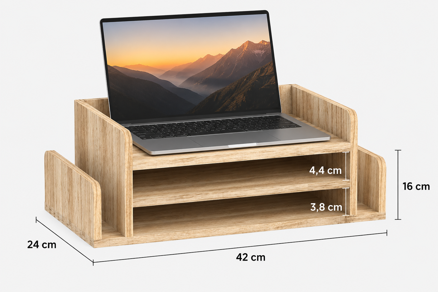 Organisateur de Bureau en Bois Massif – Range-Documents à 3 Niveaux