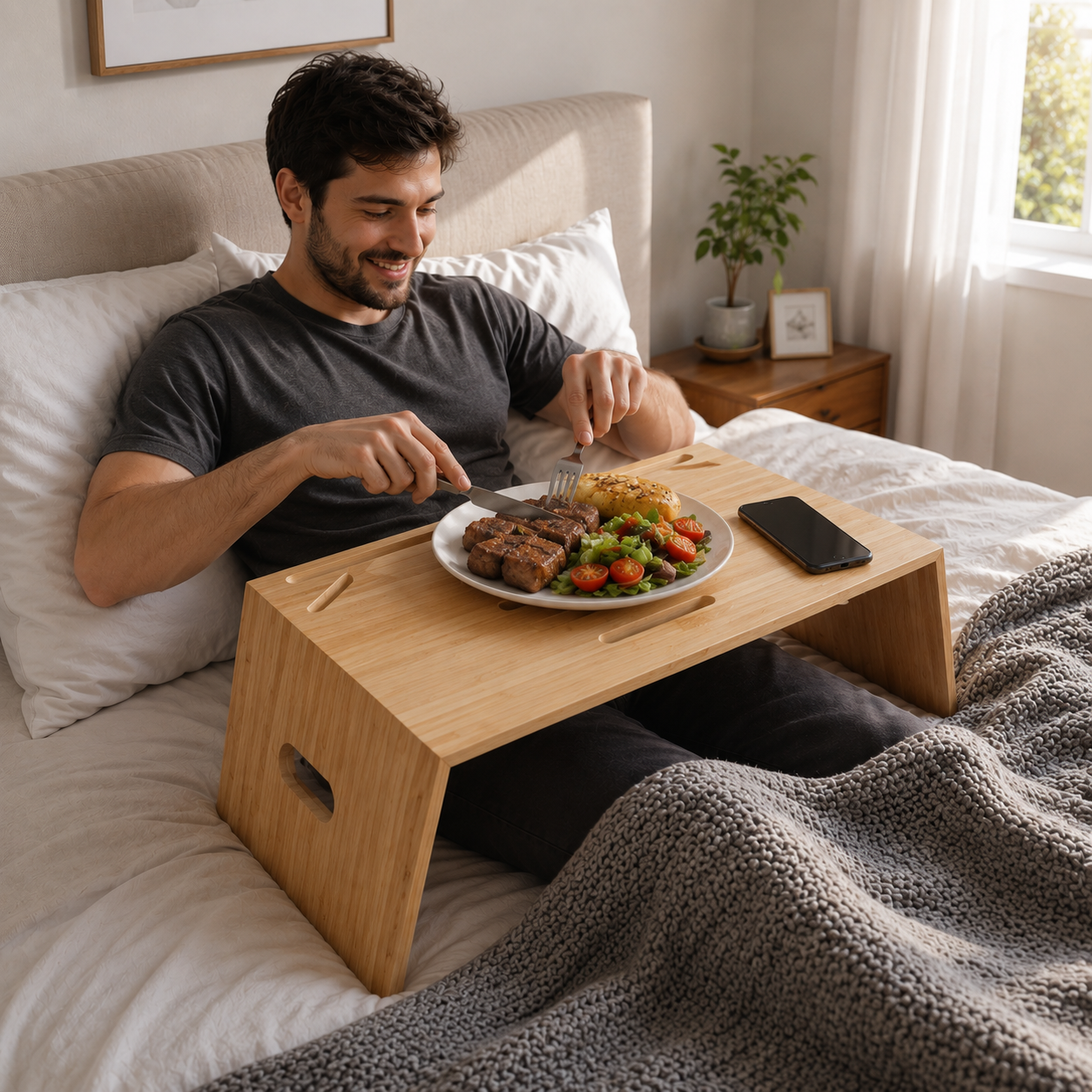 Table de Lit Pliante avec Support pour Ordinateur