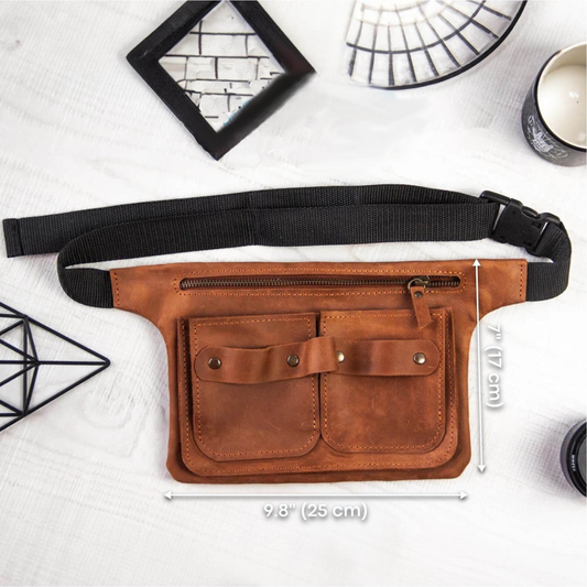 Ceinture de Coiffure en Cuir Véritable Marron