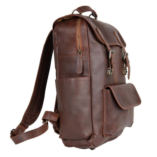 Sac à Dos en Cuir Premium 20L Marron avec poches