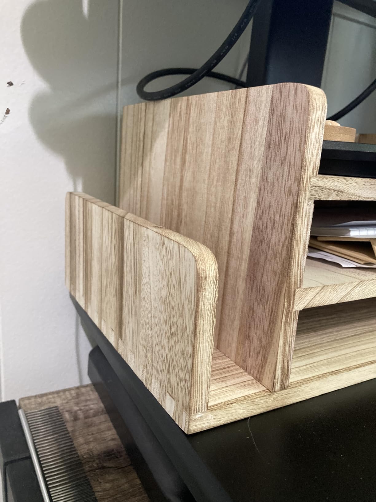 Organisateur de Bureau en Bois Massif – Range-Documents à 3 Niveaux