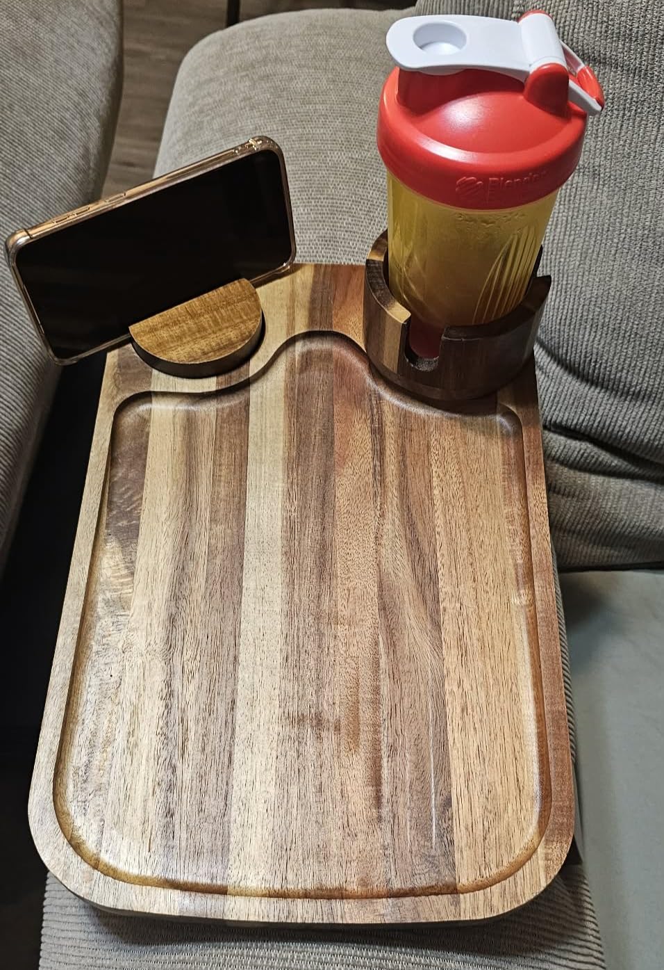 Table en Bois d'Acacia avec Support Téléphone