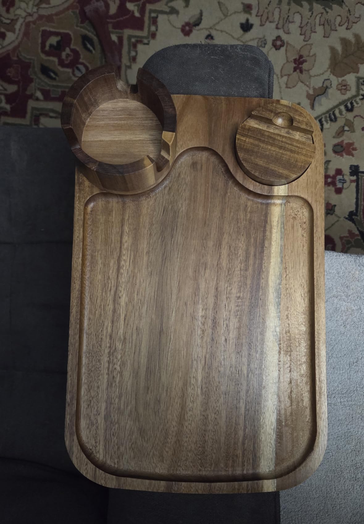 Table en Bois d'Acacia avec Support Téléphone