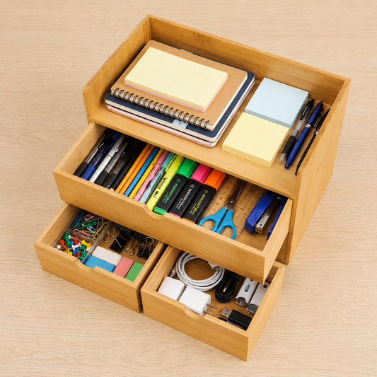 Boîte de Rangement à 3 Tiroirs pour Bureau, Maquillage et Accessoires