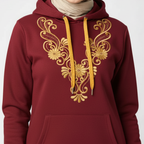 Hoodie Grenat Brodé – Style Traditionnel & Confort Moderne