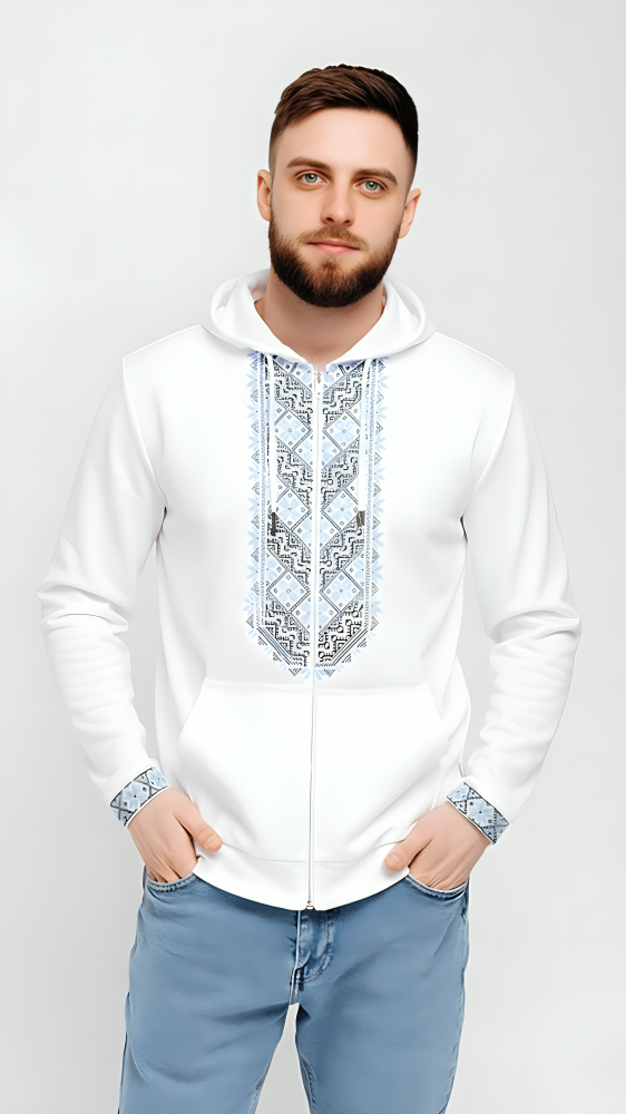 Hoodie Blanc Brodé – Élégance Traditionnelle & Confort Moderne