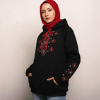 Hoodie Noir Brodé Traditionnel en Montoner Turc