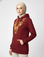 Hoodie Grenat Brodé – Style Traditionnel & Confort Moderne