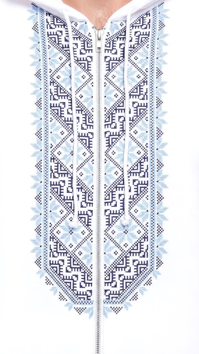 Hoodie Blanc Brodé – Élégance Traditionnelle & Confort Moderne