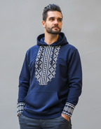 Hoodie Bleu Marine Brodé – Style Traditionnel & Confort Moderne