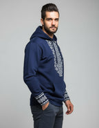 Hoodie Bleu Marine Brodé – Style Traditionnel & Confort Moderne