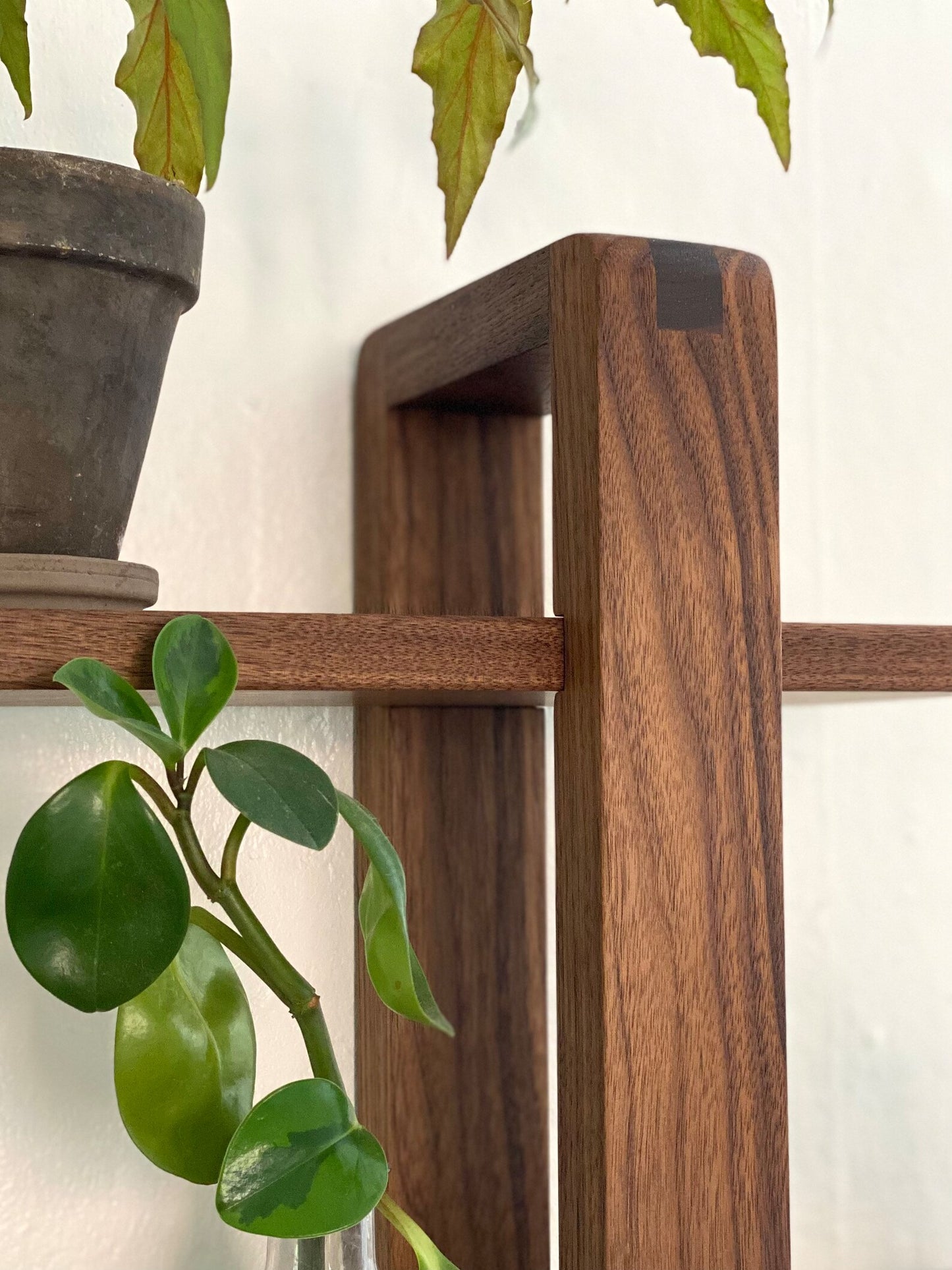 Étagère Murale Moderne en Noyer Noir Ajustable et Élégant