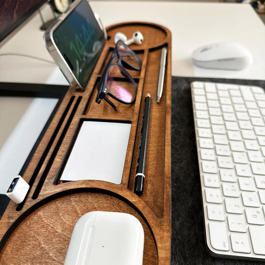 Organisateur et Station d'Accueil de Bureau en Bois