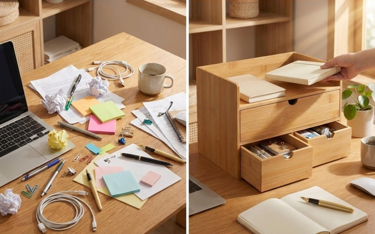 Boîte de Rangement à 3 Tiroirs pour Bureau, Maquillage et Accessoires