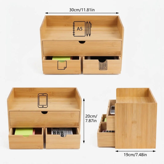 Boîte de Rangement à 3 Tiroirs pour Bureau, Maquillage et Accessoires